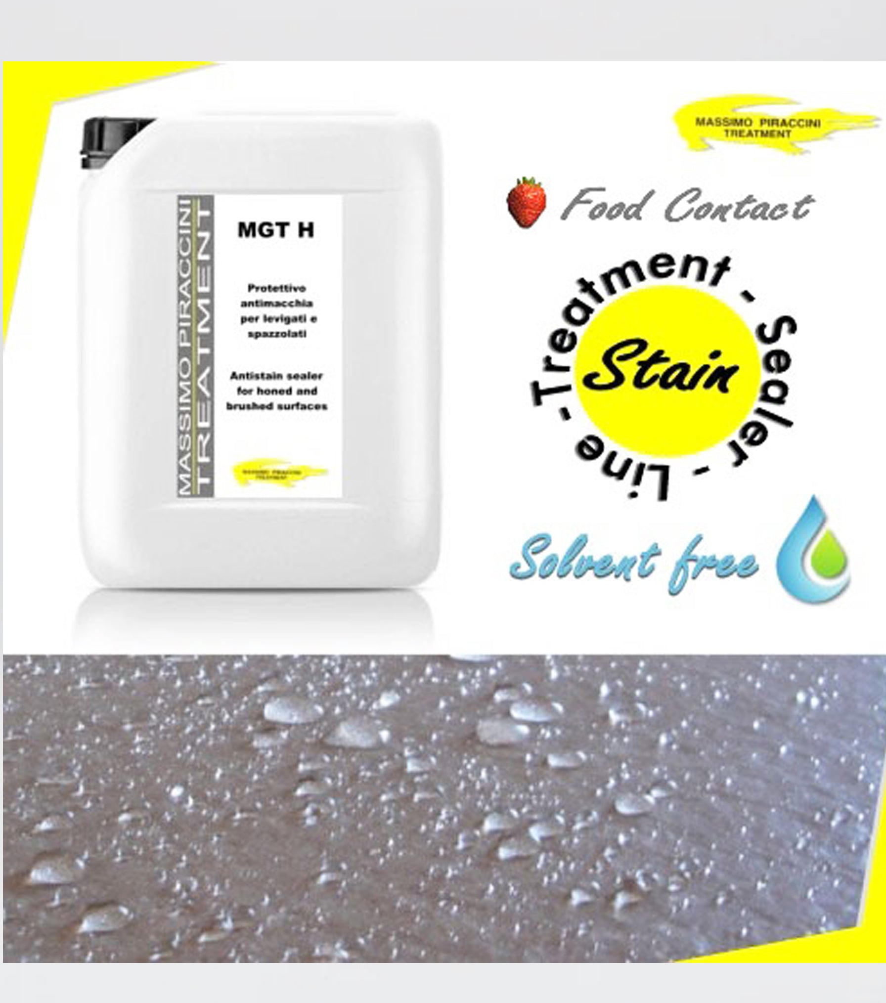 MGT H – Anti-stain protector, ecological, concentrated, neutral, specific for honed and brushed surfaces